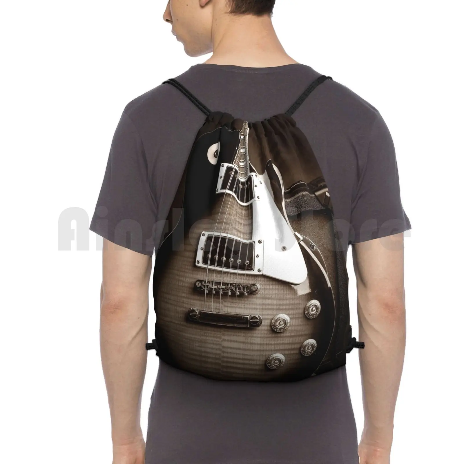 Backpack Drawstring Bags Gym Bag Waterproof Guitar Music Maderamhard Heavy Metal Ace Frehley Slash Jimmy Page