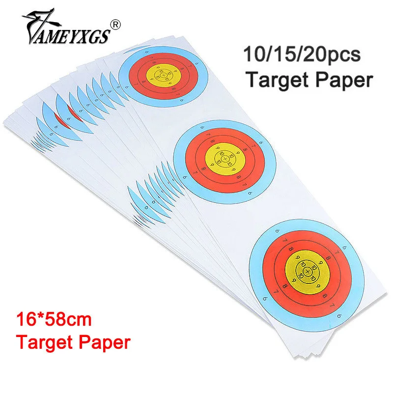 10/15/20pcs tiro con l'arco Target Paper Half Ring Field Point 16*58cm Triple Target Paper Bow and Arrow Shooting accessori per l'allenamento