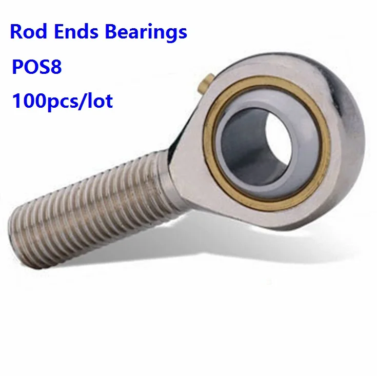 

100pcs/lot POS8 and Oil nozzle 8mm Rod End Joint Bearing Left/Right Male Ball Joint Metric Threaded For rod