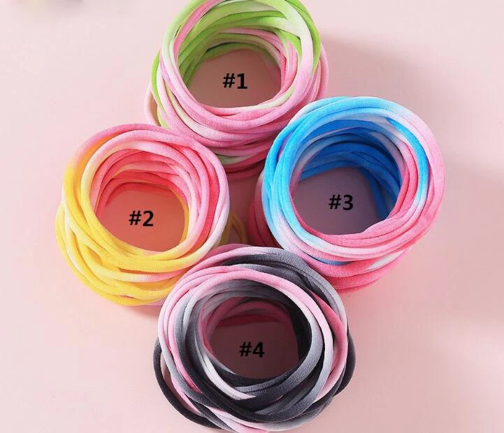 100pc/lot Super Soft Tie Dye thin skinny Nylon Headband Elastic Hairband Children Girls kids DIY headband hair accessories