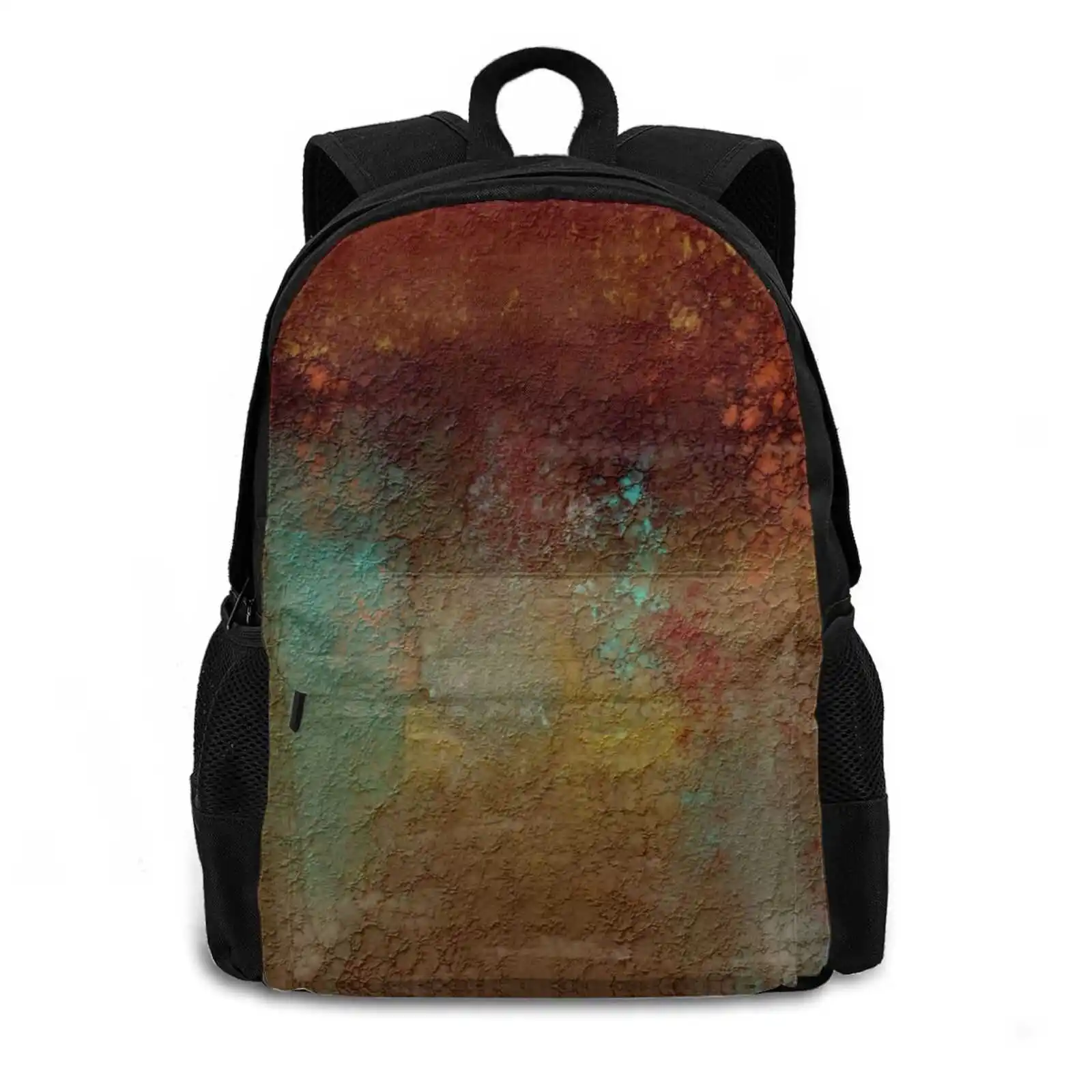 Copper , Turquoise , And Gold Textures School Bags Travel Laptop Backpack Gold Copper And Turquoise Natural Textures Nature