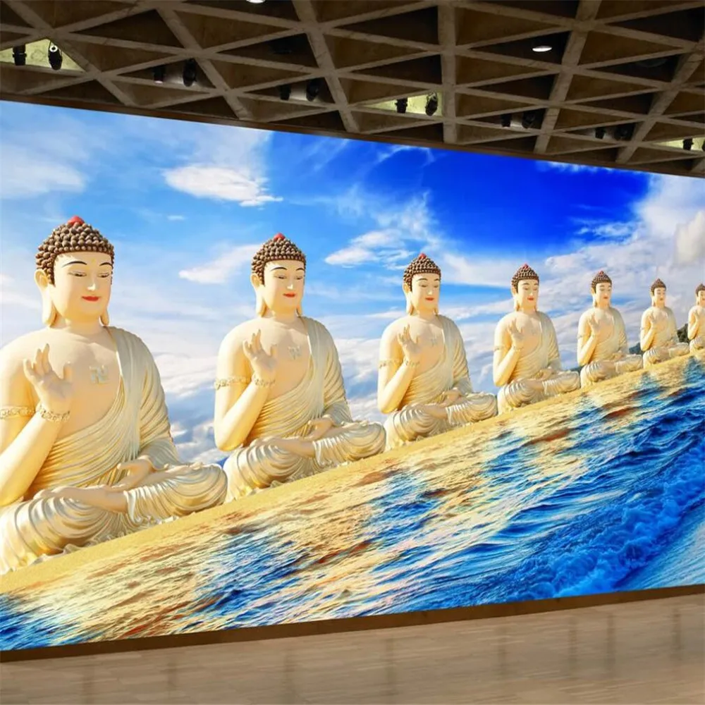 

Milofi professional custom 3D wallpaper mural Buddha Buddha water background wall decoration painting wallpaper