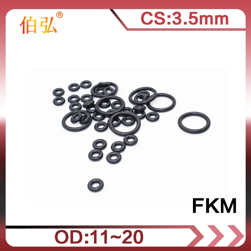 10PCS Fluorine rubber Ring Black FKM O ring Seal CS:3.5mm OD11/12/13/14/15/16/17/18/19/20mm Rubber O-Ring Seal Oil Ring Gasket