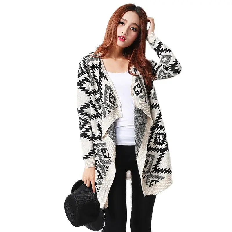 

XIKOI Women Sweaters Clothes Casual Women's Cardigans Long Sleeves Casual Fashion Ladies Cardigan Geometric Print Sweater Coat