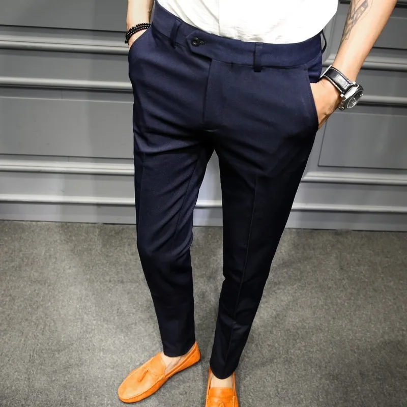 

Business Solid Men Trousers Suit Trousers Men Pantaloni Uomo Casual Black Navy Office Trousers Slim Fit Men Trousers Casual