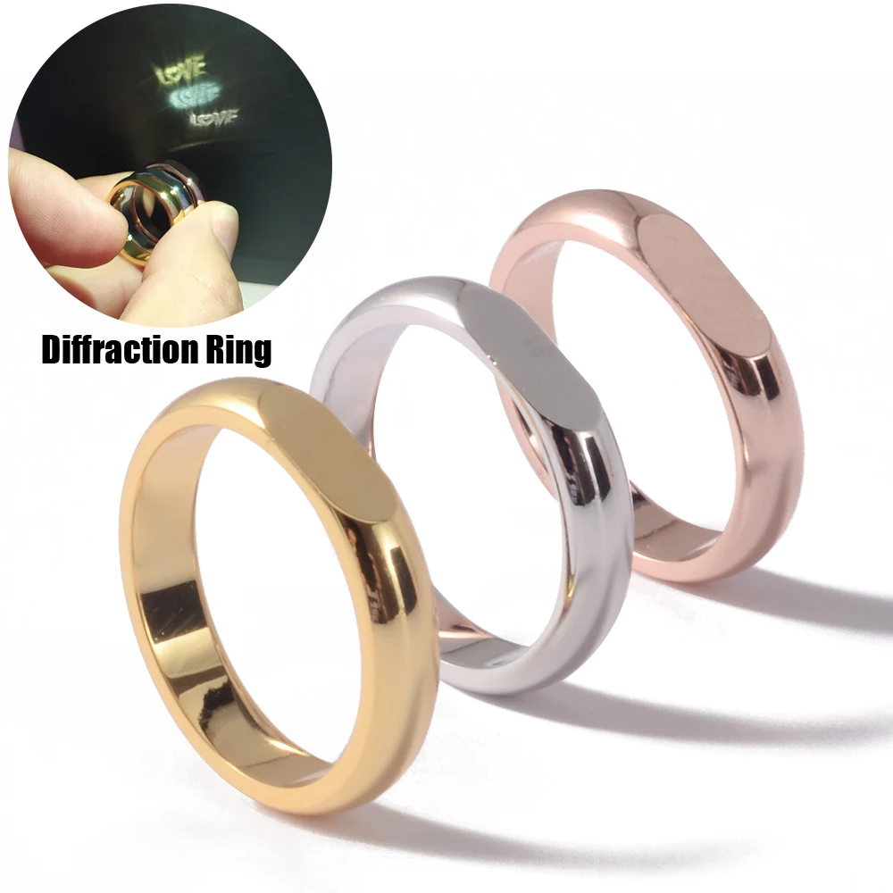 CHUANCI 1 PC Creative Light Projection Heart Diffracting Rings For Women I Love You Finger Romantic Memory Couple Ring Jewelry