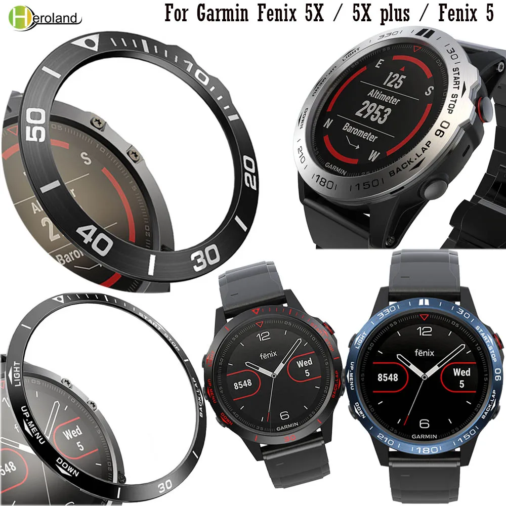 Steel Protection Bezel Ring Case For Garmin Fenix 5 / Fenix 5X / 5X plus Watch Speed Adhesive Anti Scratch Metal Cover Frame