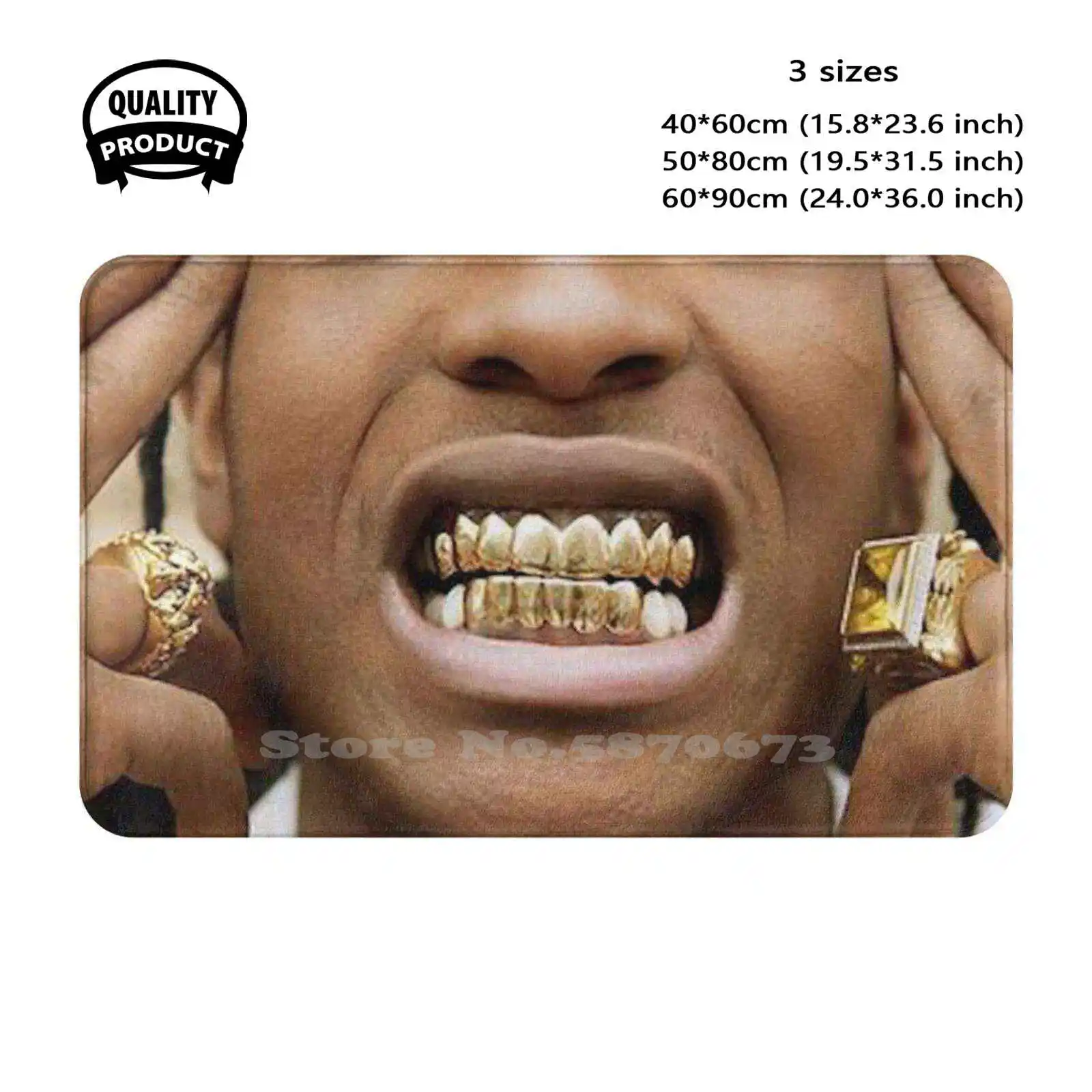 A $ Soft Cushion Home Carpet Door Mat Car Rug At Aprocky Rapus Hiphop Grillz Mouth Teeths Gold Smiling Smile Distancing