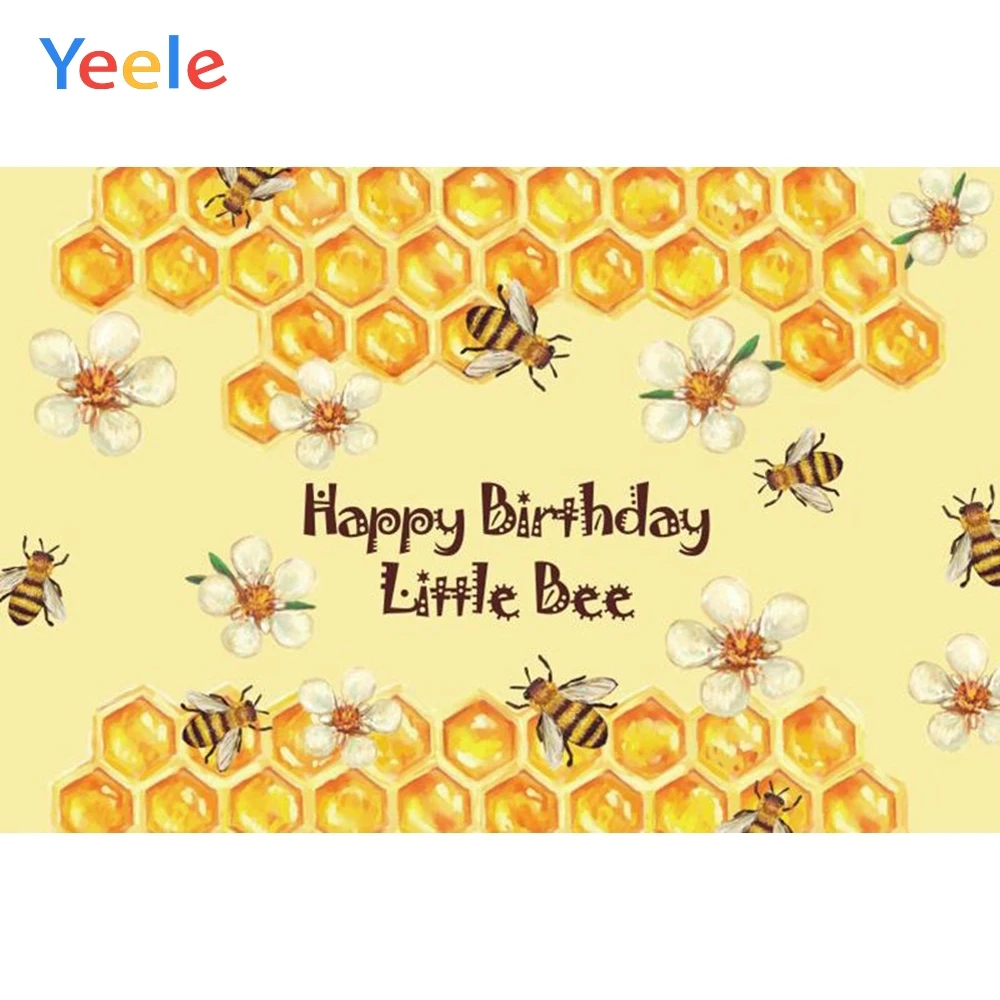 신생아 베이비 샤워 소녀 소년 생일 파티 배경 노란색 꿀 꿀벌 꽃 사진 배경 사진 스튜디오 Photophone