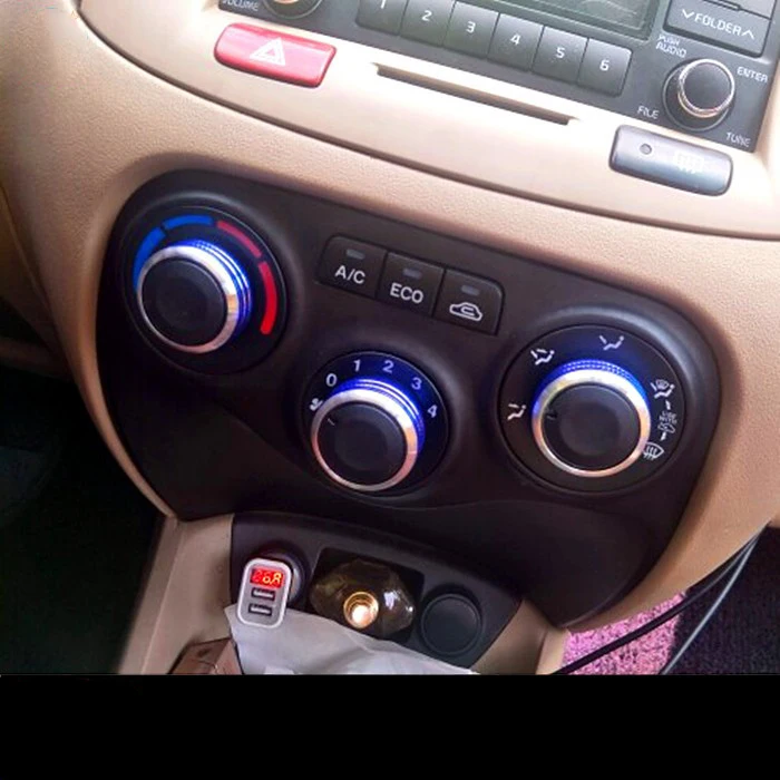 3 قطعة/المجموعة سيارة AC مقبض سبائك الألومنيوم تكييف الهواء مراقبة الحرارة التبديل اكسسوارات مناسبة ل كيا ريو 2006-2011 hxh #2