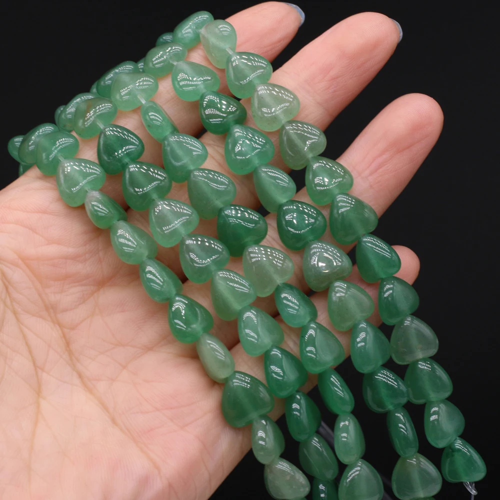 Natural Stone Beads Heart Shaped Green Aventurine  Loose Spacer Beaded For Jewelry Making DIY Bracelet Necklace Accessories