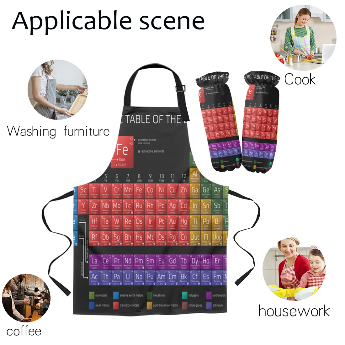 Periodic Table Of Elements Chemistry Apron Kitchen Household Cleaning Pinafore Home Cooking Apron Kitchen Aprons for Woman