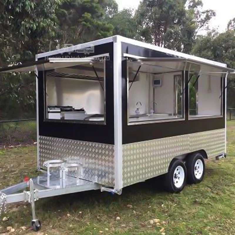 Mobile Square Food Trailer Shop Sale Ice Cream Gelato Hot Dog Coffee Pizza Full Kitchen Concession Food Trailer Fully Equipped