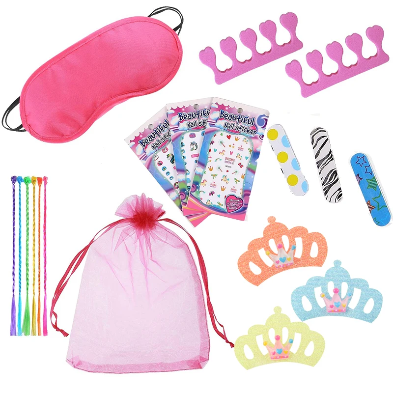 120pcs Spa Party Favors Birthday Party Supplies Girls Crown Hair Fringe Stickers Wedding Christmas Gifts Guests Bridesmaid Gift