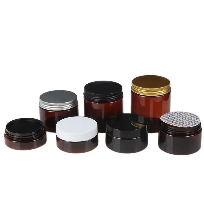 

30~250ml Amber Plastic Cream Jar 67mm Mouth Storage Packaging Box Cosmetic Container Refill Facial Mask Lotion Cream Pot 15pcs