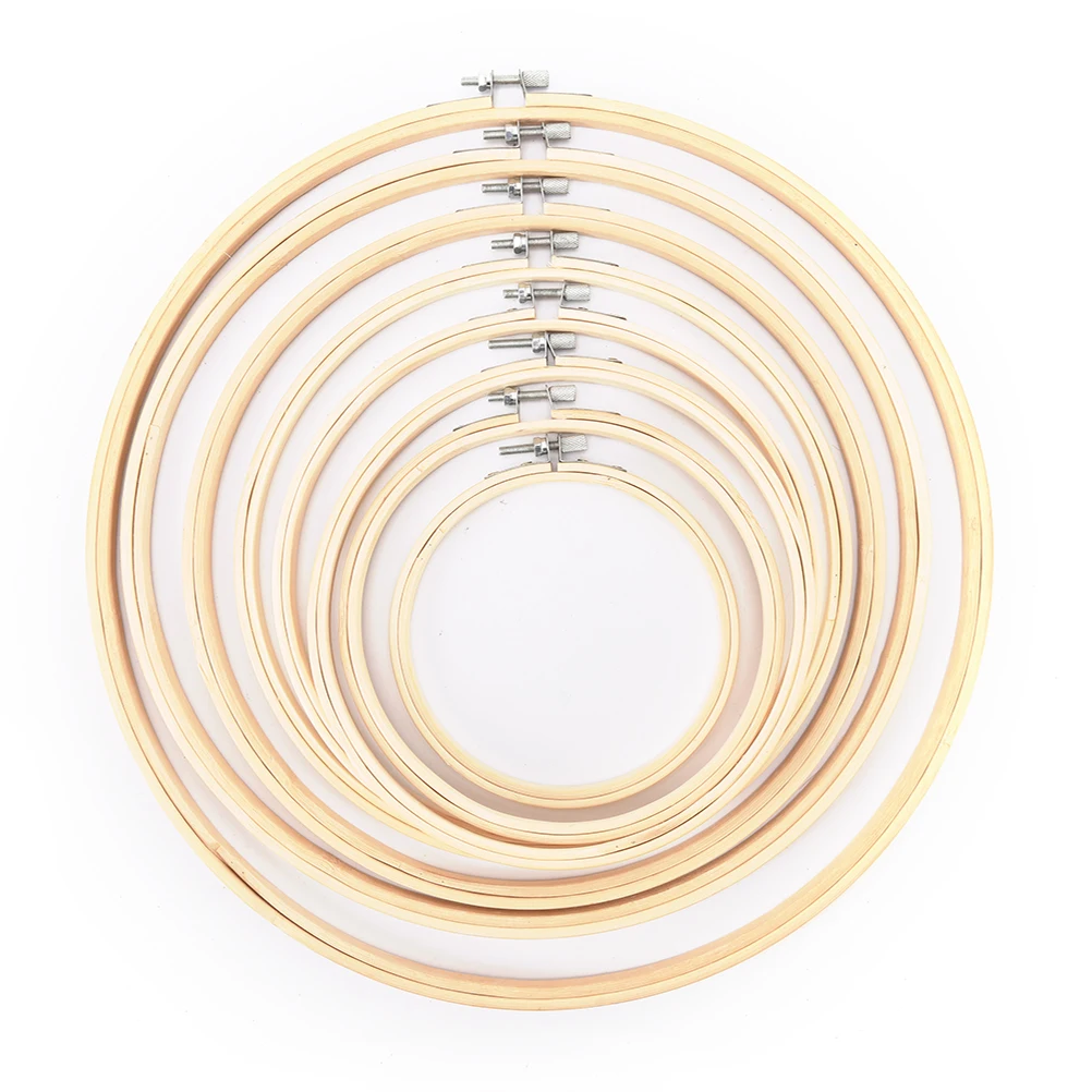 10-40cm Embroidery Hoops Frame Set Bamboo Wooden Embroidery Hoop Rings for DIY Cross Stitch Needle Craft Tools