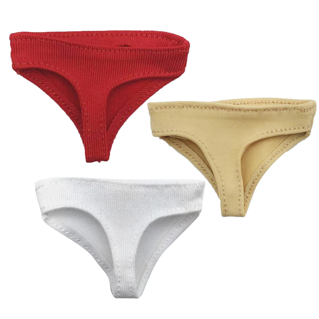 1/6 Fabric Briefs Underwear Women Clothing Accessories for 12 inch Female Action Figure Doll Toy - Red/Khaki/White Optional