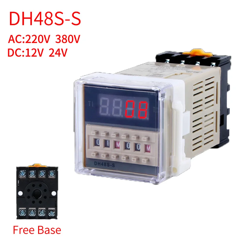 

DH48S-S 220V 0.1S-99H AC Cycle Control Timer Delayer Digital Display SPDT Programmable Timer Time Switch Relay With Base