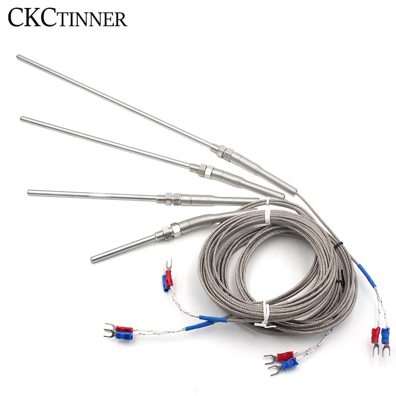 Thermocouple M8 PT100 Type 1m 2m 3m 4m 5m Temperature Sensor 50mm 150mm 100mm 200mm Probe Screw Thread Cable -200-600 degrees