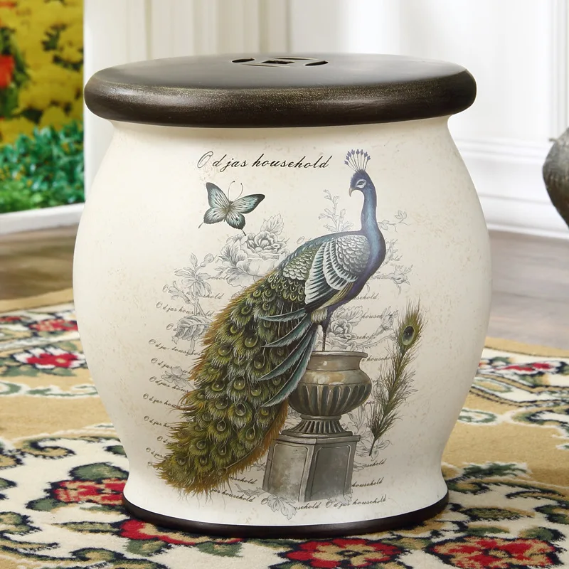 home decorat christmas decorations for home  Classic Luxury Home Ceramics Handpainted Drum stool Creative European Antique stool