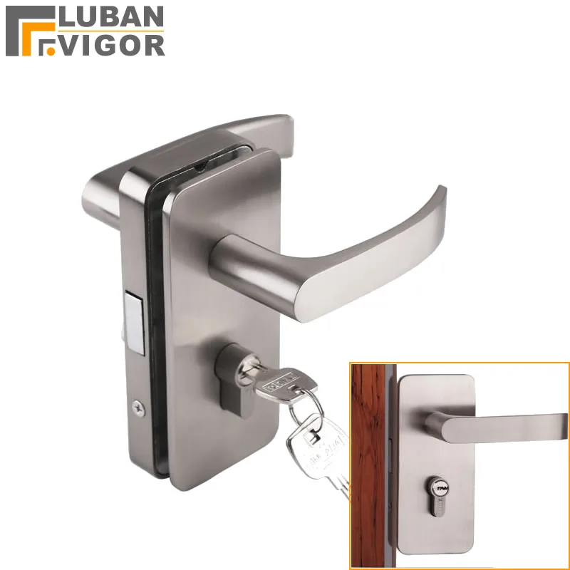 

Stainless steel frameless glass door handle lock for glass 10-12mm Office high partition door lock beautiful easy to install