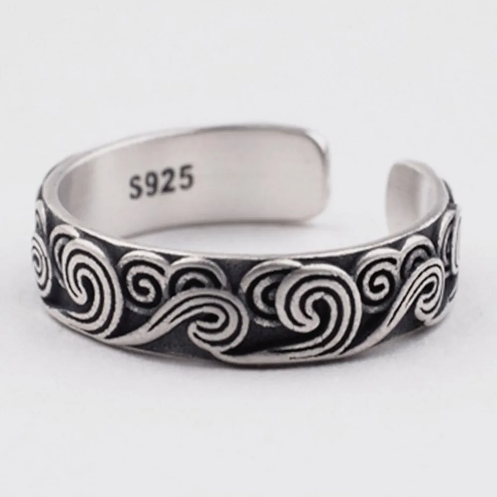 

New Real S925 Pure Silver Ring for Woman Cloud Pattern National Style Personalized Retro Index Fashion Jewelry Accessories