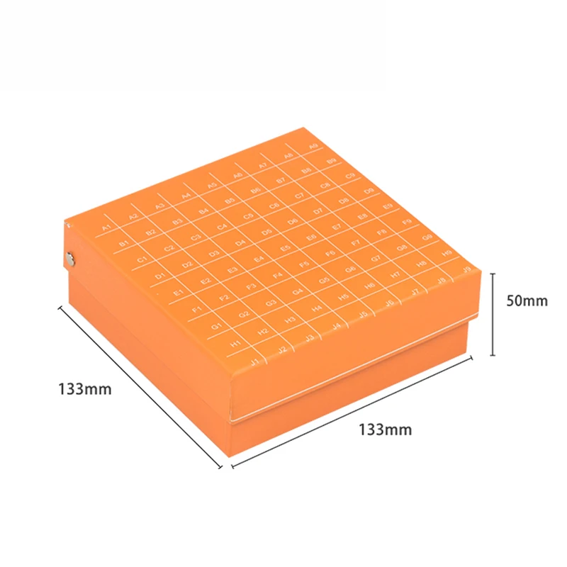 Boîte de tube à essai Cryo en papier de laboratoire, 81 trous, couvercle rabattable, couvercle pour tubes à essai de 1.5ml, 1.8ml, 2ml, 1 pièce