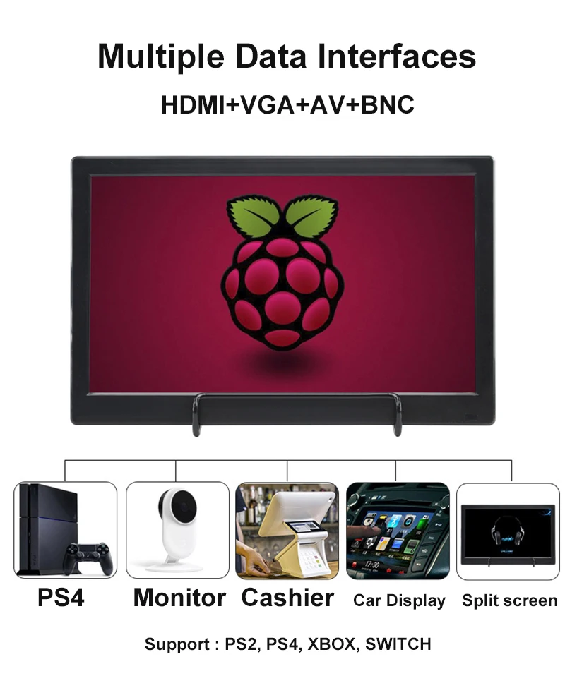 Monitor LED portátil de 11,6 pulgadas, pantalla HD de 1366x768, Compatible con HDMI, VGA, AV, BNC, TV para PS4, XBOX, Switch