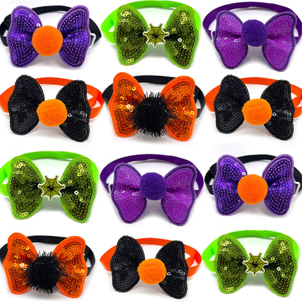 

50/100pcs Halloween Pet Dog Accessories Small Dog Cat Bow Tie Neckties Dog Supplies Pet Dog Collar Holiday Bow Tie Pet Supplies