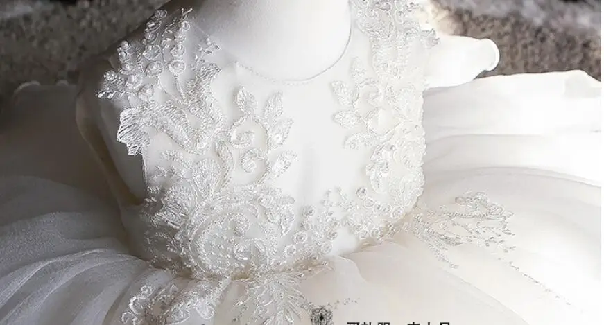 White Lace Dress for Girl Baptism Sleeveless Baby Girl Clothing 1 Year Birthday Party Toddler Christening Wedding Gown Princess