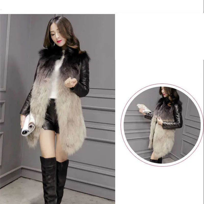 (Removable Sleeves) Vest Jacket Women 2021 New Imitation Fox Fur, Slim, Thin, Medium Long Thick (Gift waist accessory) M385