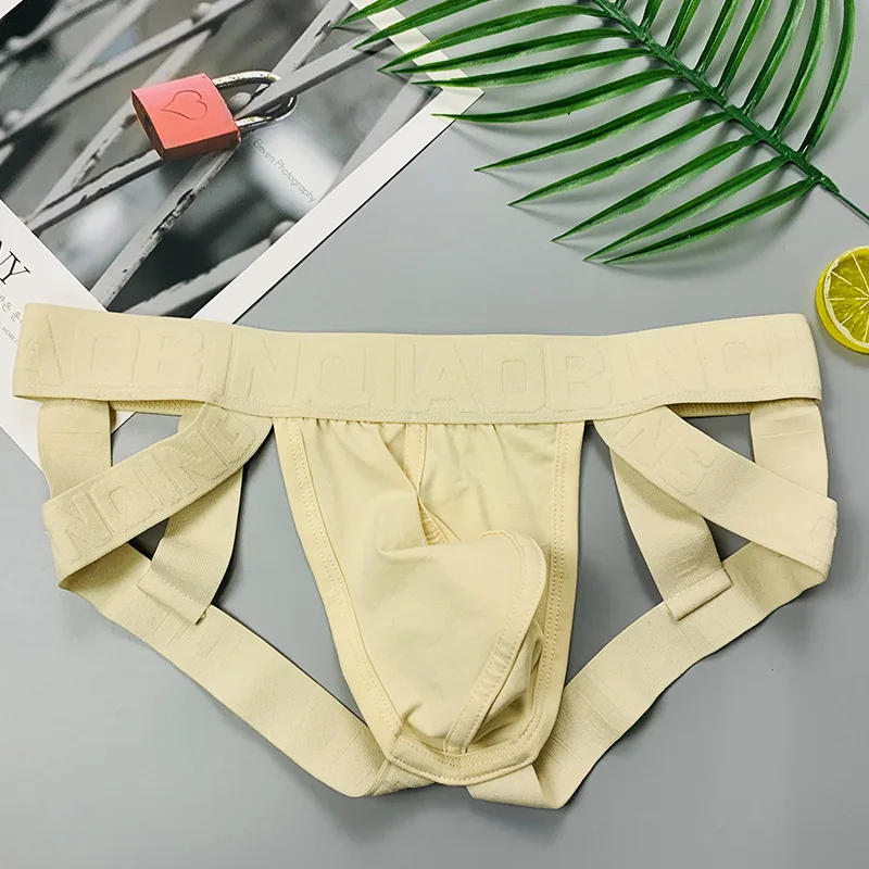 Men's thong cotton sexy taste, hollow buttocks, men's low waist, high fork, buttocks coquettish temptations, triangle panties.