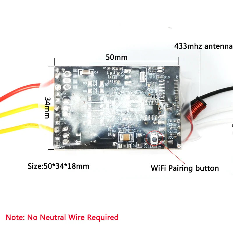 220V 1 2 3 Gang Wifi Mini DIY Light Switch Module,RF433,No Neutral Line Need,Single Live Fire Wire,for eWeLink Alexa Google