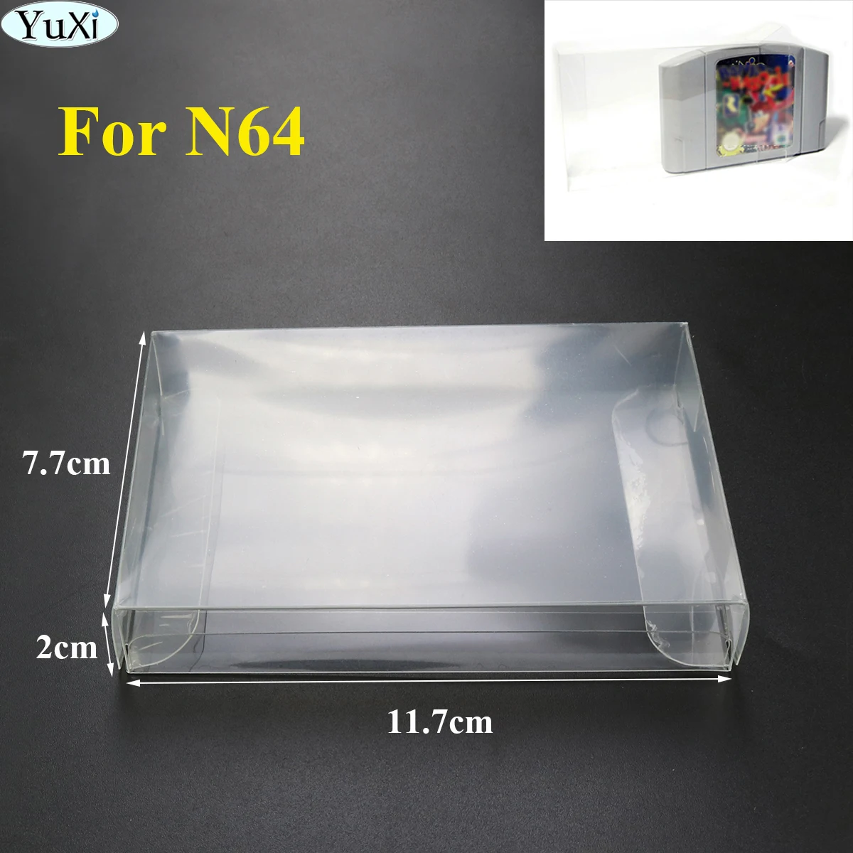 

YuXi 1pcs Clear Transparent Carts Box Case For NS N64 Cartridge CIB Protectors Clear PET Plastic Boxes 11.7*7.7*2cm
