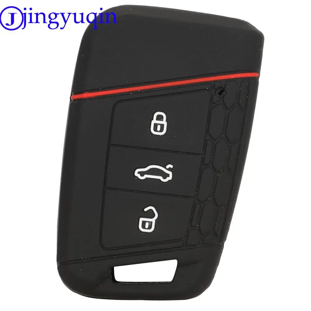 jingyuqin New Remote 3 BTNS Silicone Car Key Fob Bag Cover Case For Volkswagen VW Magotan Passat B8 Skoda A7 Smart  Protector