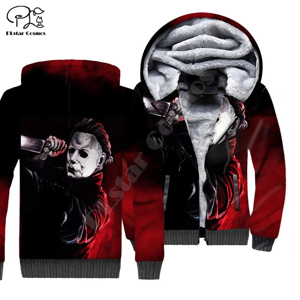 Plstar cosmos halloween filme michael myers terror men/women 3dprint outono inverno casaco quente jaqueta de lã zip hoodies a3