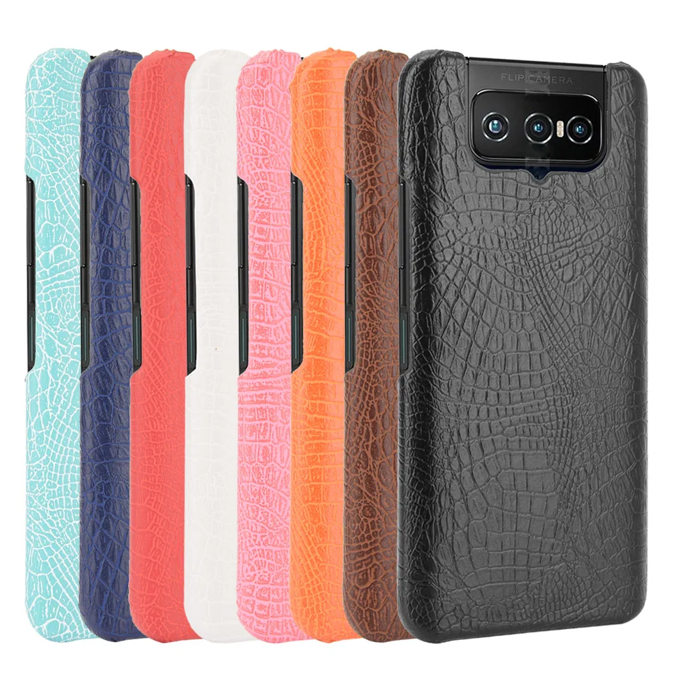 For Asus Zenfone 7 ZS670KS Crocodiel Texture PU Leather Back Hard Plastic Cover For Asus Zenfone 7 Pro ZS671KS Case