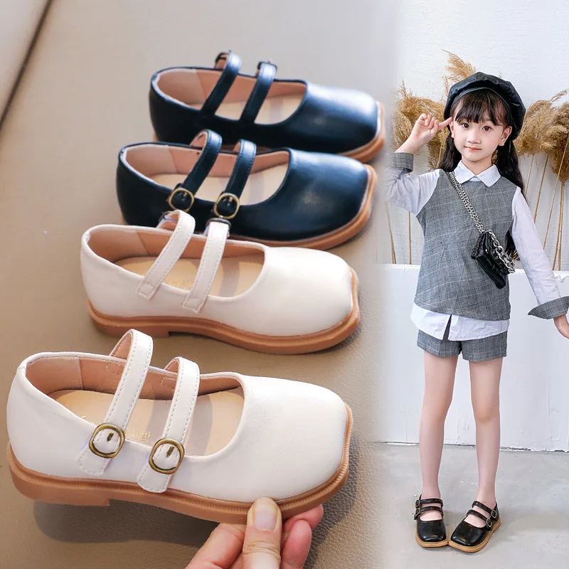 2 5 7 9 10 Year Kids Fashion Retro Child Flats Princess Dress Shoes Elegant Baby Girl Leather Shoes For Little Girls 2021 Autumn