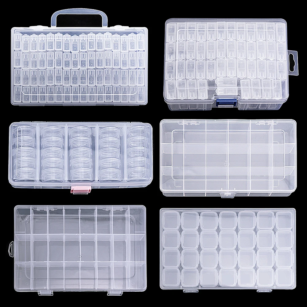 24 Slots Empty Nail Transparent Storage Case Box Rhinestones Alloy DIY Jewelry Accessories UV Gel Polish Organizer Manicure Tool