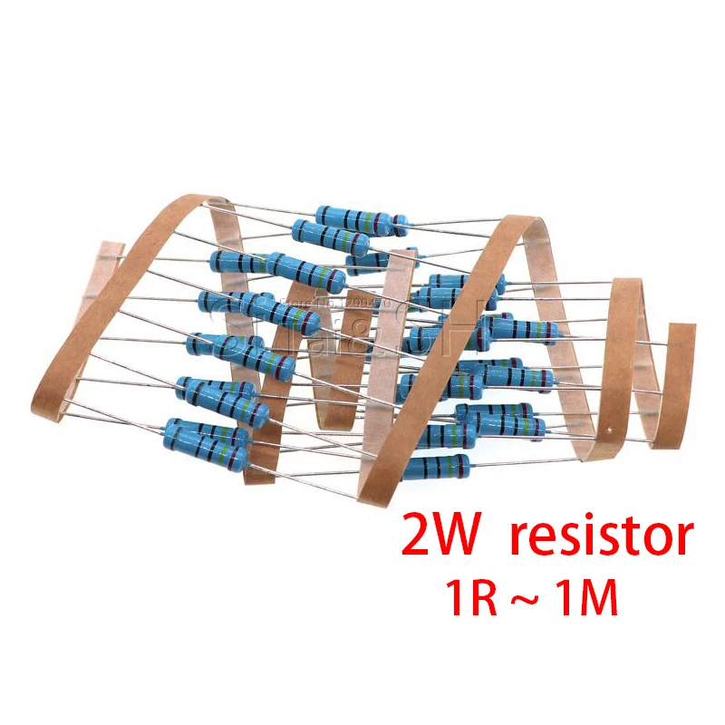 

100pcs 2W Metal film resistor 1% 1R~1M 2.2R 4.7R 10R 22R 47R 100R 220R 470R 1K 10K 100K 2.2 4.7 10 22 47 100 220 470 ohm