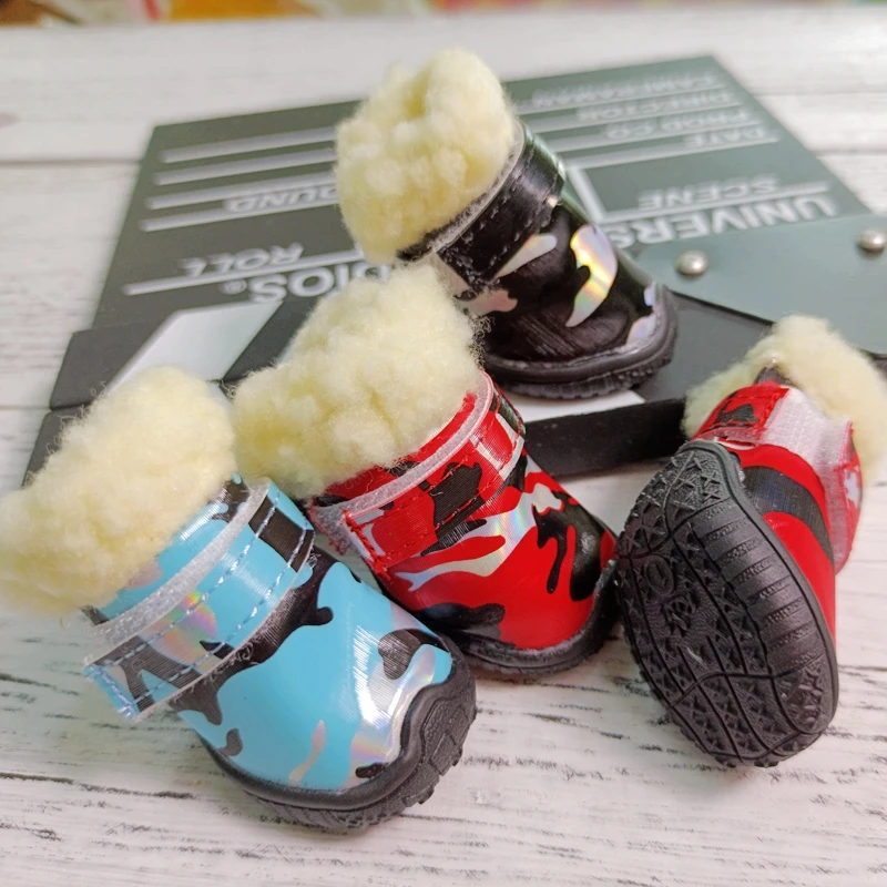 Camouflage Pet Dog Shoes Waterproof Thicken Snow Winter Fashion 4pcs/set Puppy Small Animal Chihuahua Cat Paw Care Boots Product