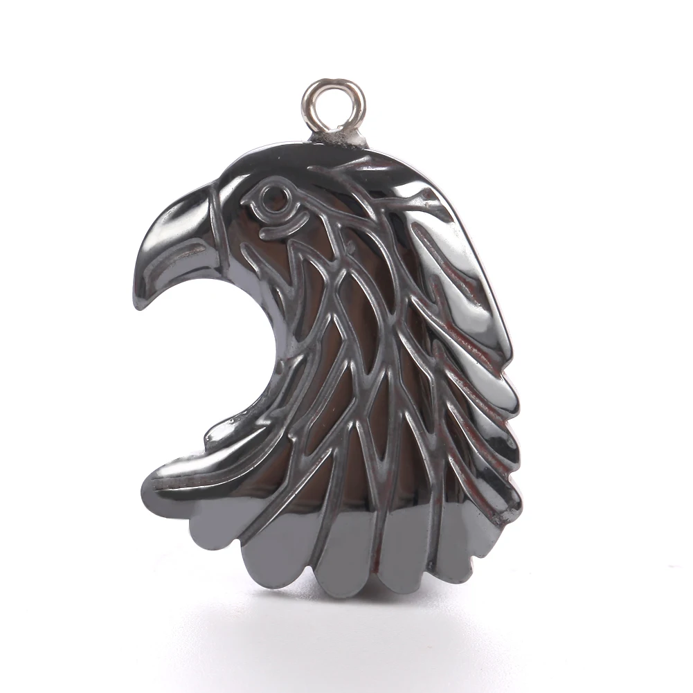 Nature Eagle Hematite Stone Bone Pendant Bead Charm Metal 30x25x5mm Biżuteria DIY Naszyjnik Akcesoria dla kobiet Mężczyźni