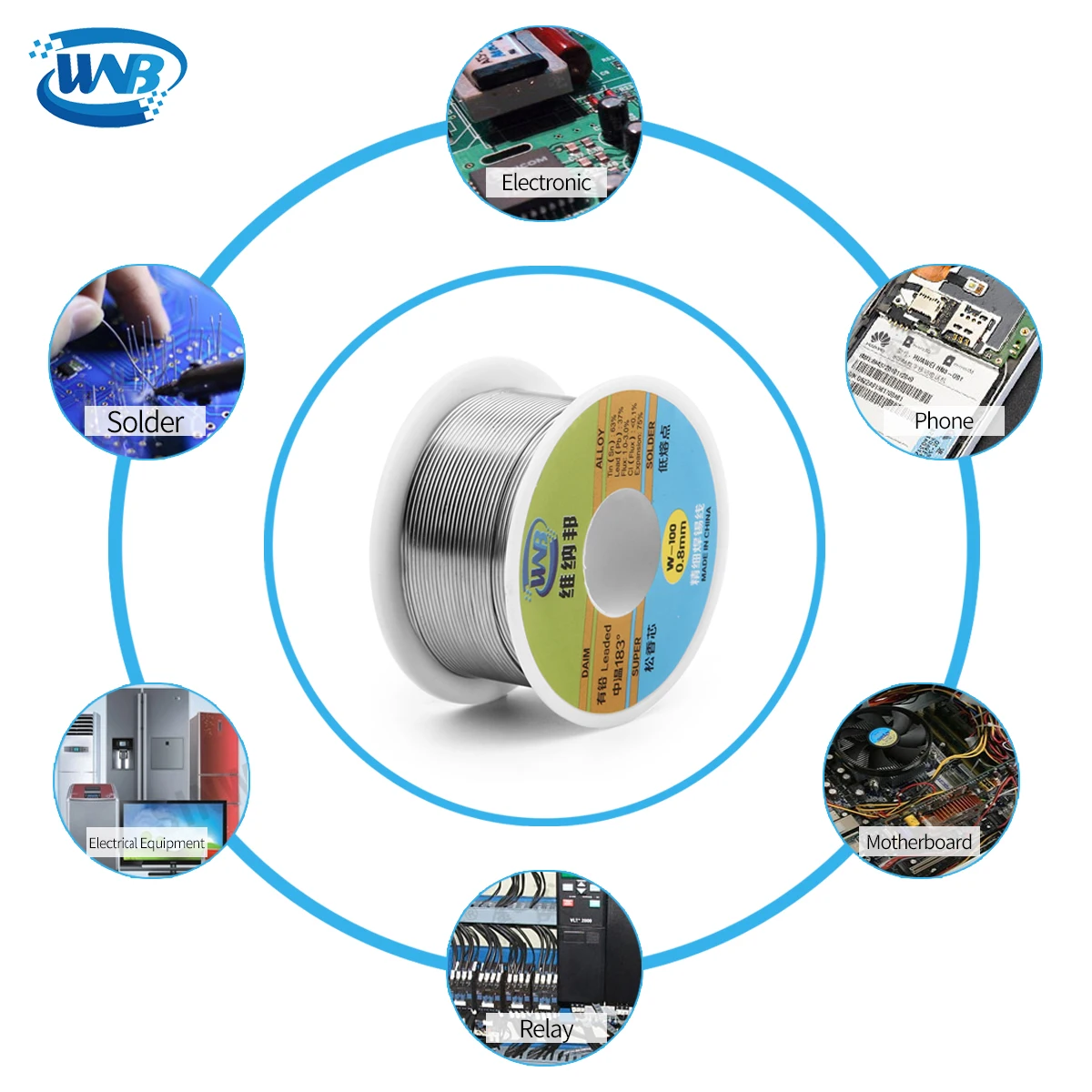 WNB 90g High Purity 183℃ Melting Point Tin Solder Wire Roll Mild Rosin Core No-clean Soldering Flux 2.0% Circuit Board Repair