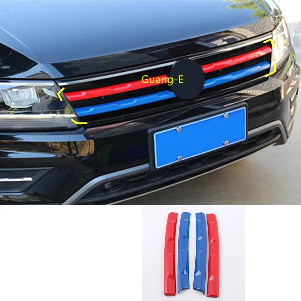 Car Trim Front Upper Grid Grill Grille Decorate Frame Stick Lamp For Volkswagen VW Tiguan L MK2 2016 2017 2018 2019 2020 2021