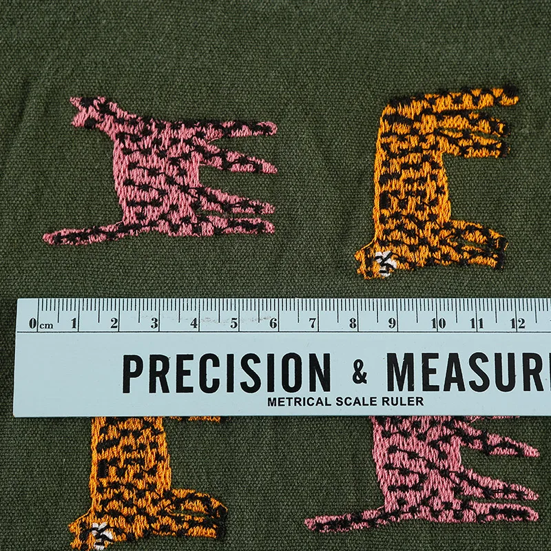 Cartoon Jungle Iittle Leopard Embroidery Pattern Handmade DIY Thick Iinen Cotton Cloth Clothing Pillow Fabric