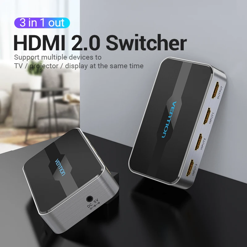 Vention HDMI 2.0 Switcher 3 in 1 out 4K/60Hz 3x1/5x1 HDMI Splitter for XBOX 360 PS4 Smart Box 5 in 1 out HDMI 2.0 Switch Adapter