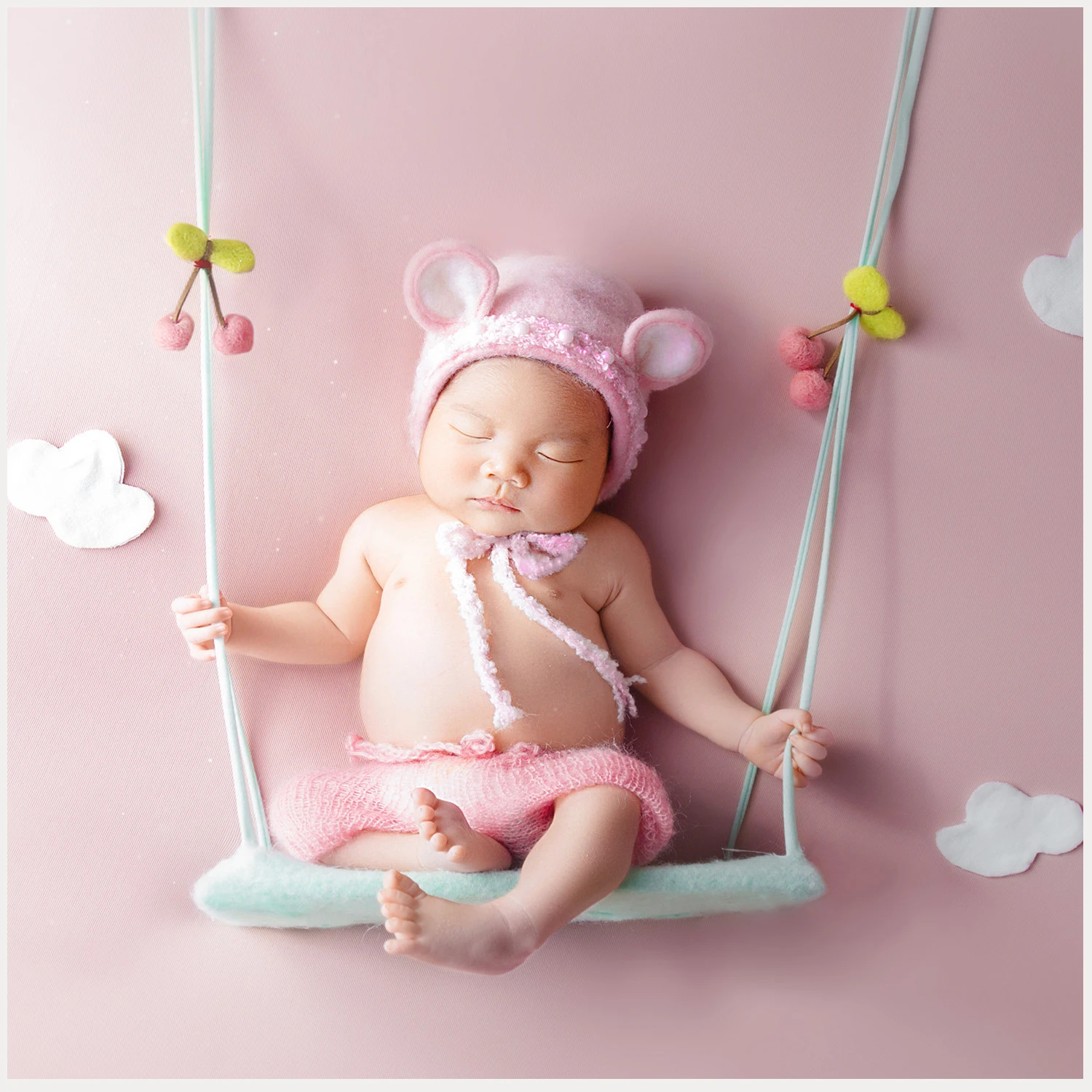 Lovely Shower Wool Felt Blanket Newborn Photography Props Pink Baby Wool Felt Shower Modeling Auxiliary Props