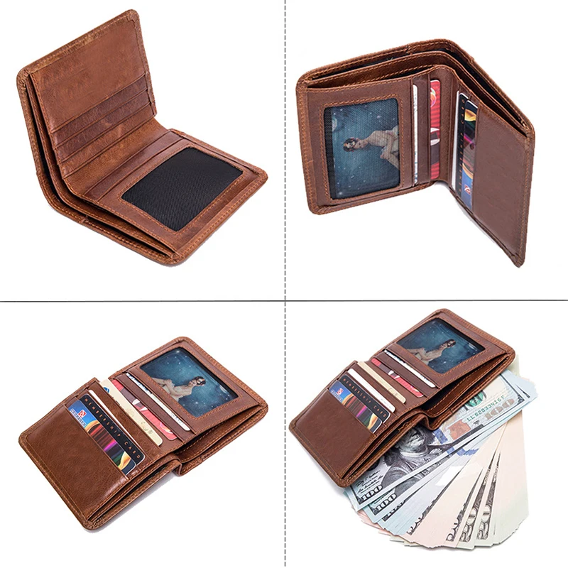 Smart Anti-theft Wallet Men's Business Name Carving Leather Slim For Men And Women Short Coin Smart Wallet Photo Card Holder