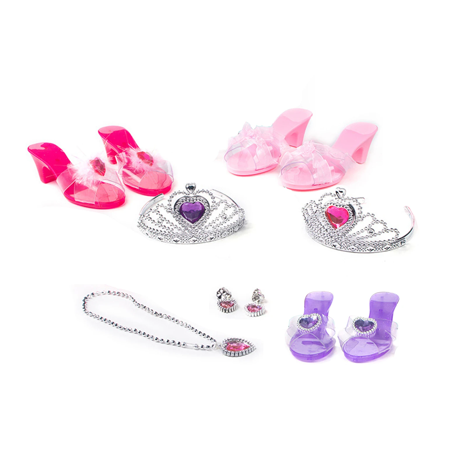 Ensemble de jouets de maison de jeu Kiev illage de princesse pour fille, collier à talons hauts en cristal, kit de sac à dos, accessoire de jeu de fête