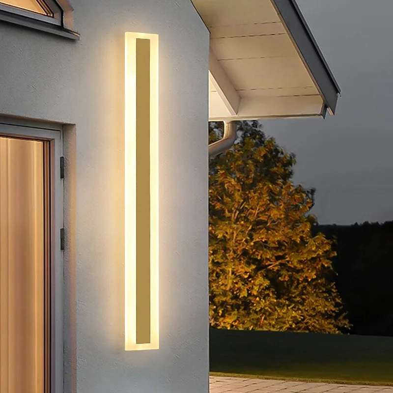 Simples e moderno lâmpada de parede ao ar livre, Long Villa, pátio, jardim exterior, iluminação LED, simples e moderno lâmpada de parede, dourado,